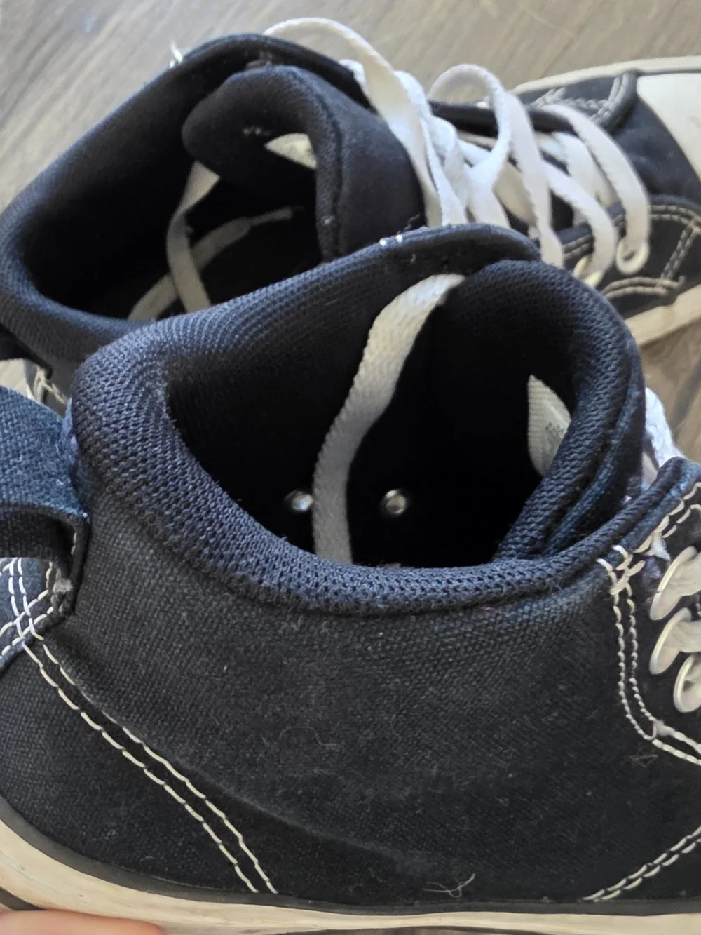 Kids Black High-Top Canvas Sneakers with White Laces